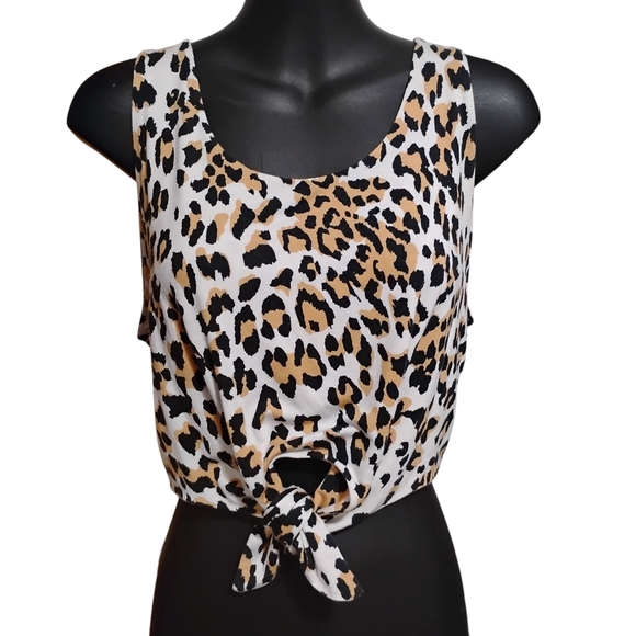 Aritzia Babaton | Jeronimo Animal Print Cropped Tie Front Tank Top | Size Small - Picture 4 of 8